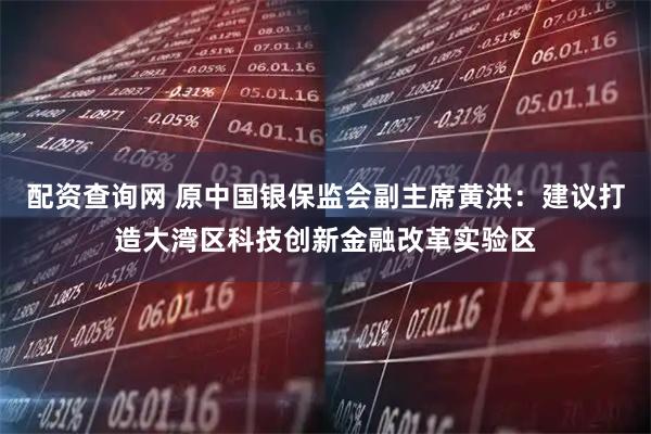 配资查询网 原中国银保监会副主席黄洪：建议打造大湾区科技创新金融改革实验区
